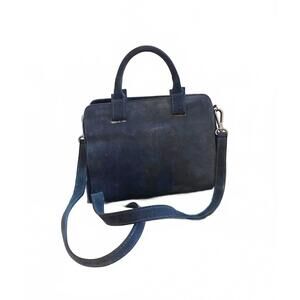 MYCHOICE Genuine Leather Women's Handbag Made in Italy - Navy Suede